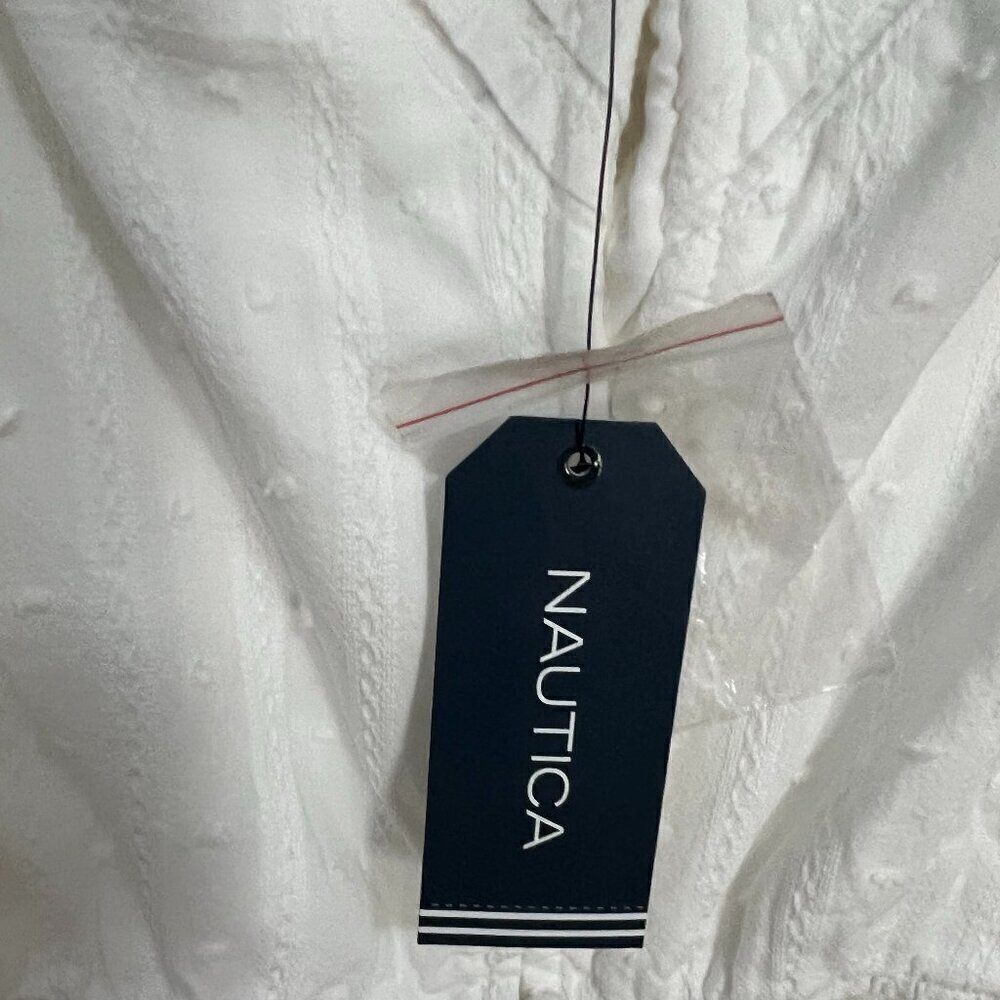 Nautica Womens Tiered Sleeveless Ruffle Midi Dress in Bright White Size L - Picture 11 of 12